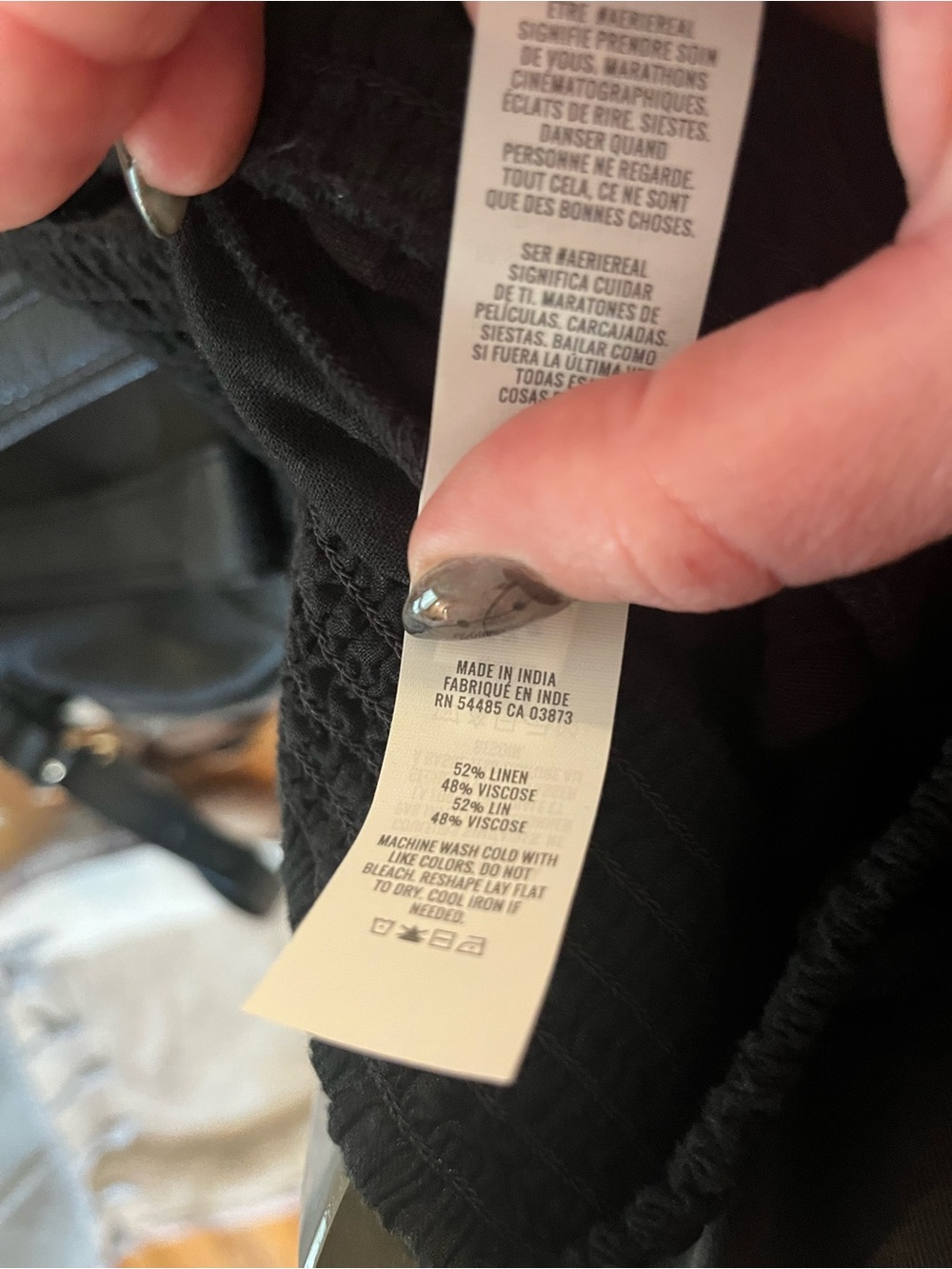 aerie Black Linen Wide-Leg Pants - Picture 3 of 7